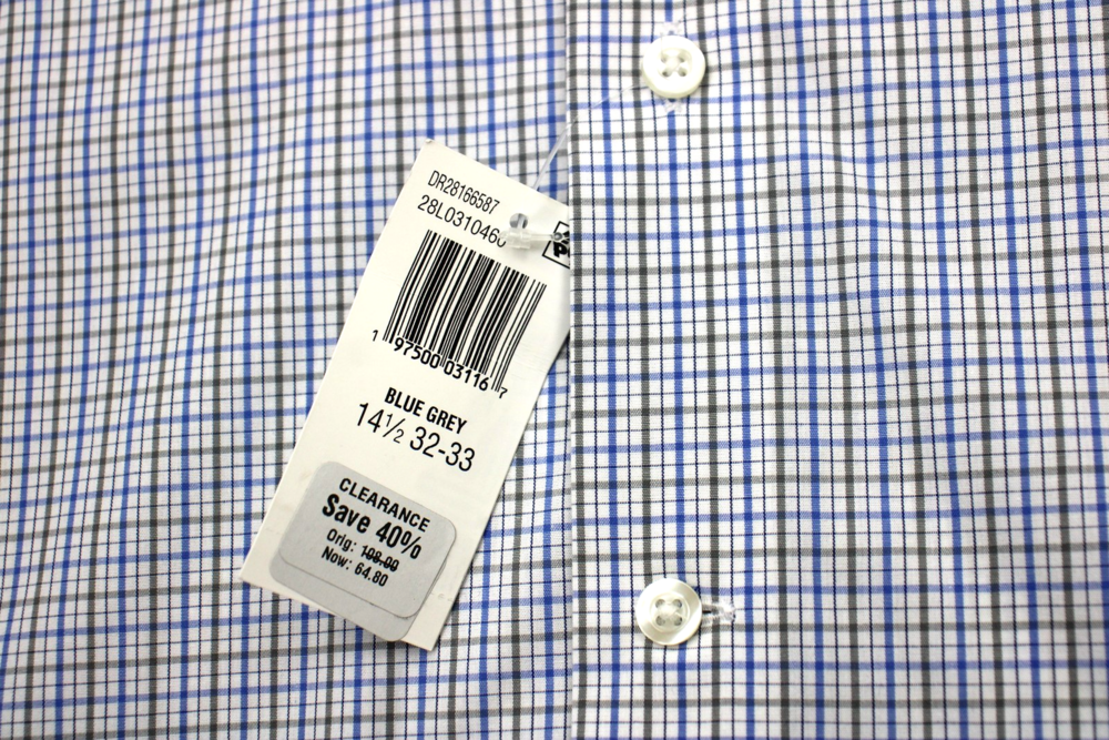 Men's Store Bloomingdale's Dress Shirt Mens 14.5 Blue Grey Stretch Long Sleeve - Picture 5 of 7